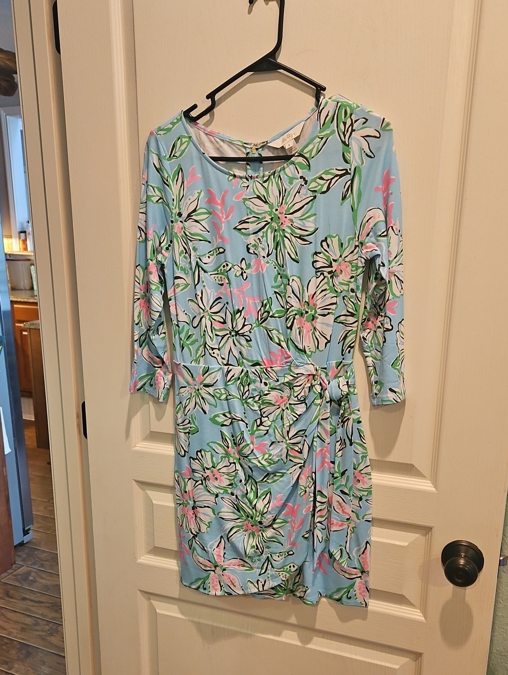 Lilly Pulitzer Light Blue Floral Tie-Waist Mini Dress